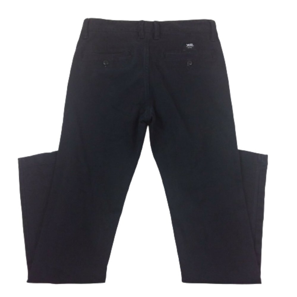 Vans Authentic Chino Pants Slim Fit Flat Front Straight Leg Black Cotton Blend - Picture 4 of 10